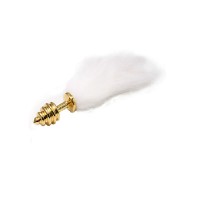 Анальная пробка с хвостиком рельефная Anal Plug White Tail Gold S