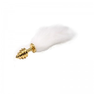 Анальная пробка с хвостиком рельефная Anal Plug White Tail Gold S