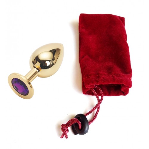Большая золотистая пробка со стразом Gold Violet L