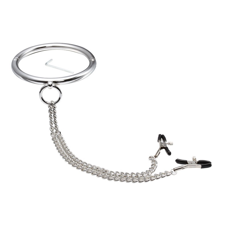 Ошейник стальной с классическими зажимами для сосков