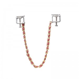 Квадратные зажимы с цепочкой Gold and Pink