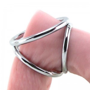 Зажимы на соски с тройным кольцом для пениса и мошонки Large (иной угол)