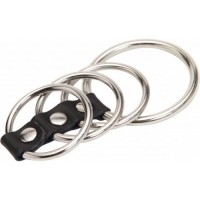 Четыре эрекционных кольца на кожаном ремешке