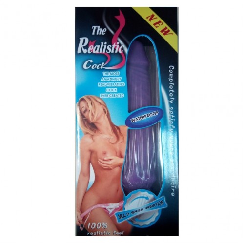 Водонепроницаемый вибратор фиолетовый Realistic Cock 