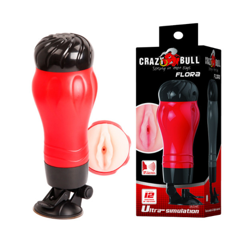 Мастурбатор вагина на присоске с вибрацией и звуком Crazy Bull Maurice
