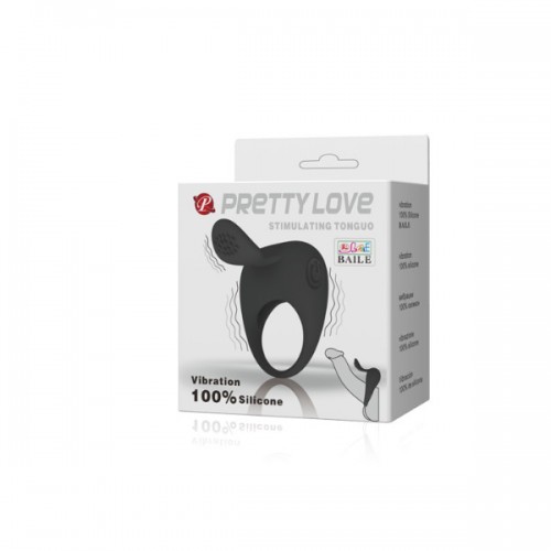 Виброкольцо с клиторальным стимулятором Pretty Love Stimulating Tonguo