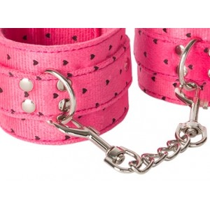 Наручники плюшевые розовые с карабином (иной угол)