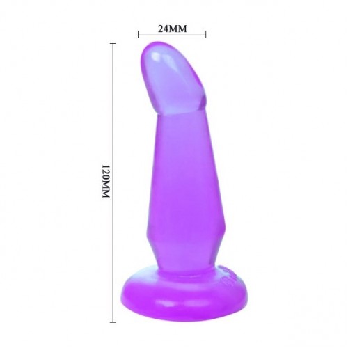 Анальная изогнутая пробка с присоской фиолетовая
