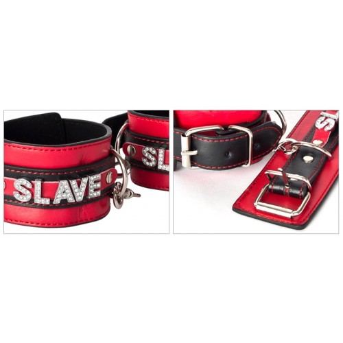 Наручники БДСМ красно-черные Slave