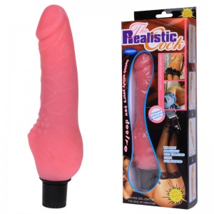 Розовый вибратор Realistic рельефный