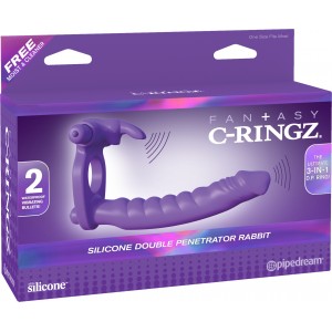 Виброкольцо для двойного проникновения Fantasy C-Ringz Rabbit