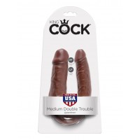 Двойной фаллоимитатор King Cock - Medium Double Toruble коричневый