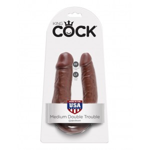 Двойной фаллоимитатор King Cock - Medium Double Toruble коричневый