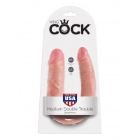 Двойной фаллоимитатор King Cock U-Shaped Medium Double Trouble Flesh