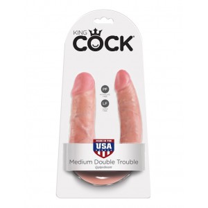 Двойной фаллоимитатор King Cock U-Shaped Medium Double Trouble Flesh