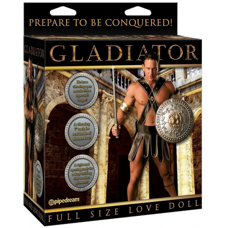 Кукла-мужчина с вибрирующим фаллосом и язычком Gladiator