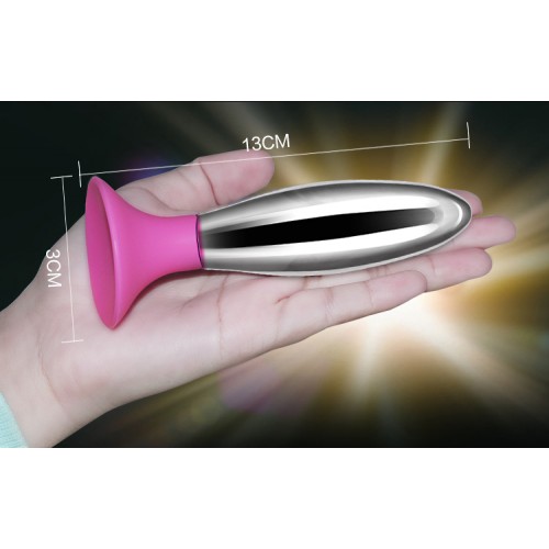 Анальная пробка Bobby серебристо-розовая