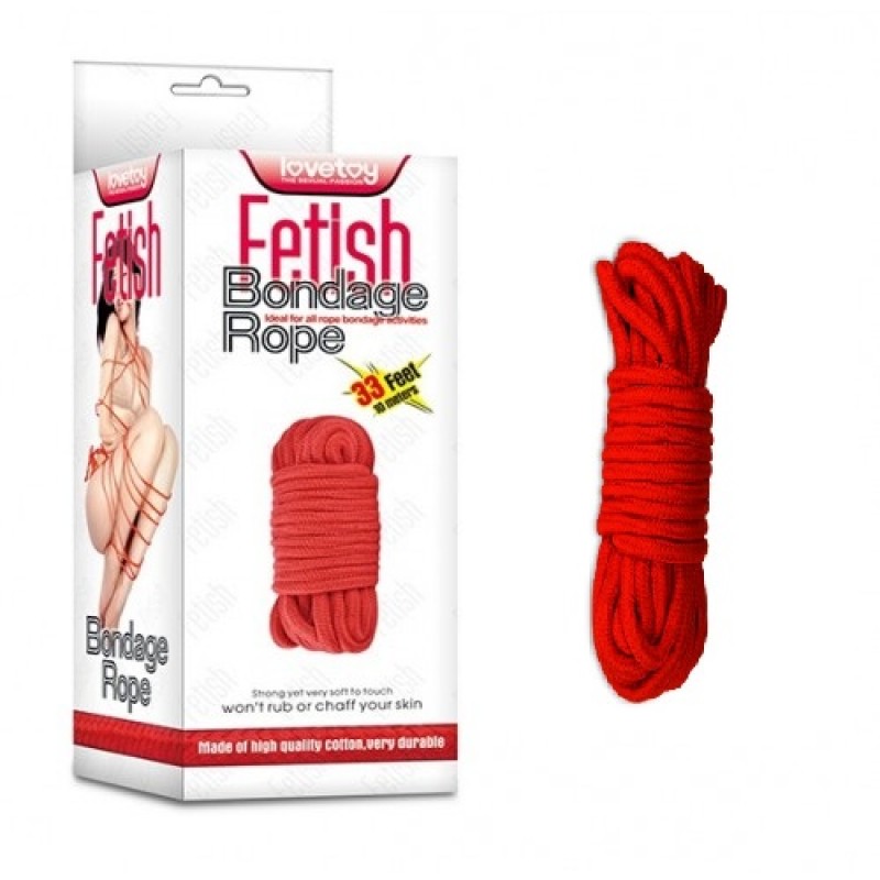 Красная веревка для бондажа Fetish Bondage Rope 10 метров