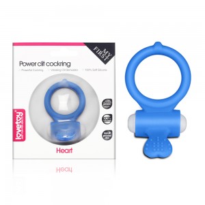 Виброкольцо голубое Power Heart Clit Cockring