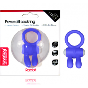 Синее виброкольцо Power Clit Cockring Rabbit
