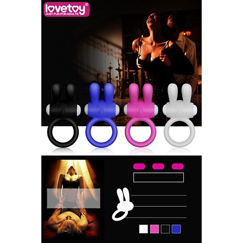 Синее виброкольцо Power Clit Cockring Rabbit