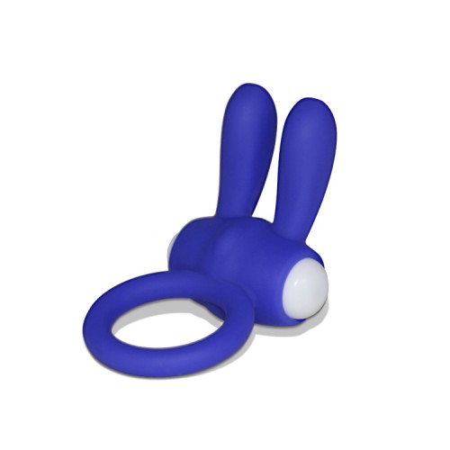 Синее виброкольцо Power Clit Cockring Rabbit