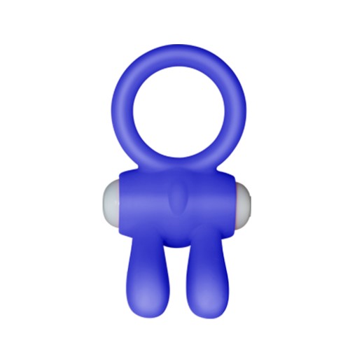 Синее виброкольцо Power Clit Cockring Rabbit