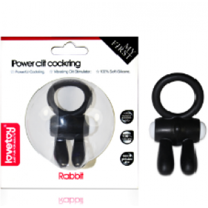 Черное виброкольцо Power Clit Cockring Rabbit