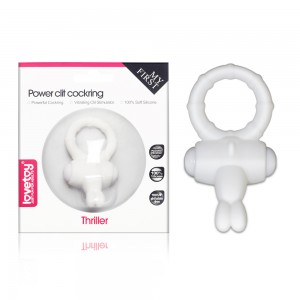 Белое виброкольцо Power Thrill Clit Cockring