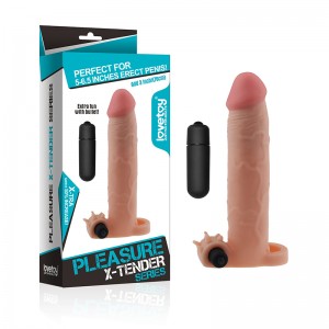 Насадка с вибрацией удлиняющая Super-Realistic Penis Extension Sleeve плюс 7 5 см