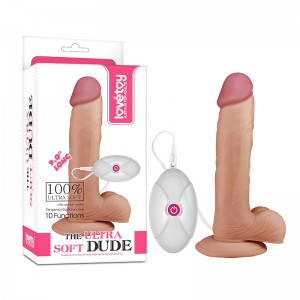 Реалистичный вибратор 23 см с выносным пультом управления The Ultra Soft Dude