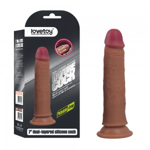 Фаллос на присоске 7  Dual-Layered Silicone Cock мулат
