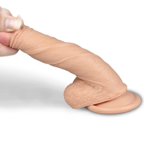 Фаллоимитатор на присоске с мошонкой мулат 7 Dual-Layered Silicone Cock