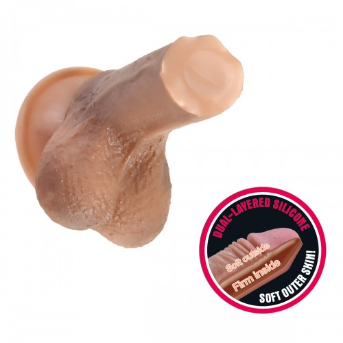 Фаллоимитатор на присоске с мошонкой мулат 7 Dual-Layered Silicone Cock