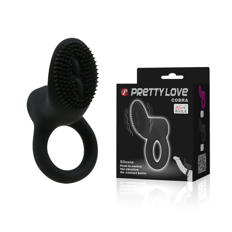 Виброкольцо с клиторальным стимулятором Pretty Love Cobra