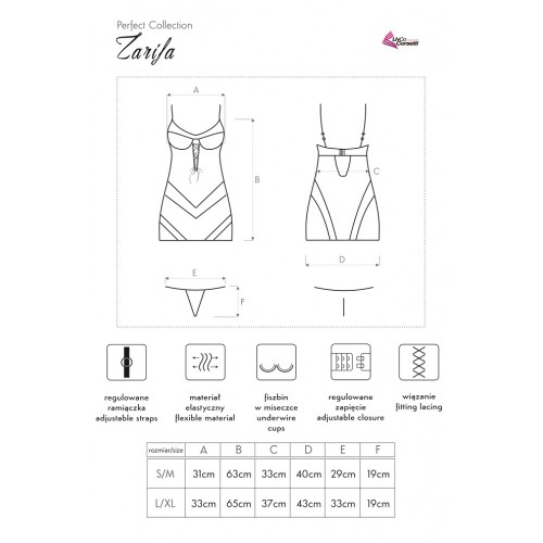 Соблазнительный комплект черная сорочка и трусики Zarifa S/M