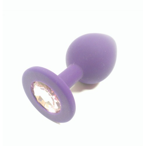 Фиолетовая силиконовая пробка с розовым кристаллом M