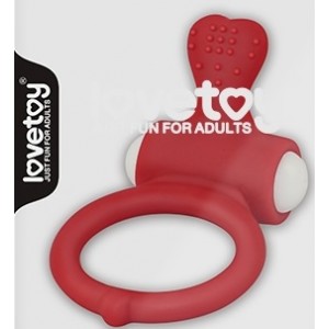 Виброкольцо красное Power Heart Clit Cockring (иной угол)