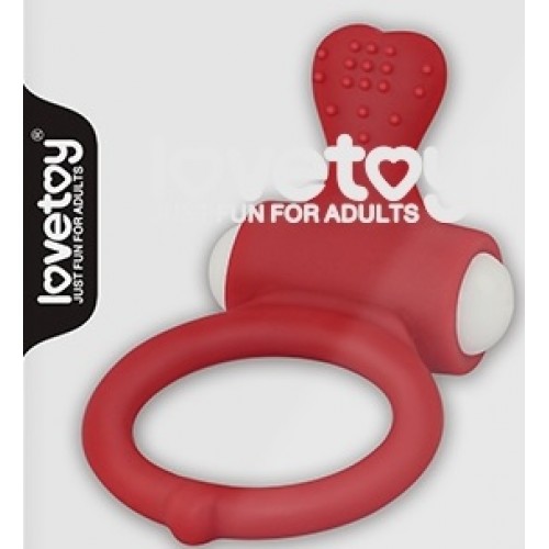 Виброкольцо красное Power Heart Clit Cockring
