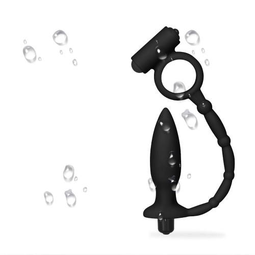 Анальная пробка с двойной вибрацией и кольцом на пенис Ass-Kicker
