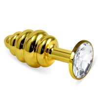 Анальная пробка Gold Small Plug рифленая бриллиант