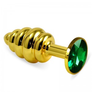 Анальная пробка Gold Small Plug рифленая зеленая