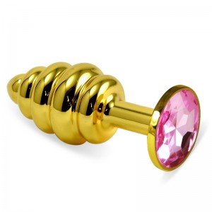 Анальная пробка Gold Small Plug рифленая светло-розовый Анальная пробка Gold Small Plug рифленая светло-розовый