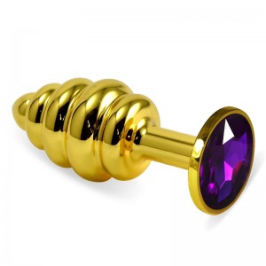 Анальная пробка Gold Small Plug рифленая фиолетовая
