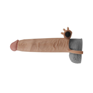 Удлиняющая насадка с вибрацией мулат Super-Realistic Penis плюс 5 см (иной угол)