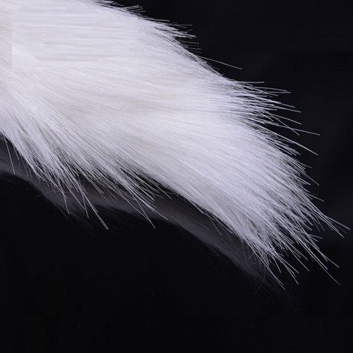 Черная анальная силиконовая пробка с серым хвостом 40 см