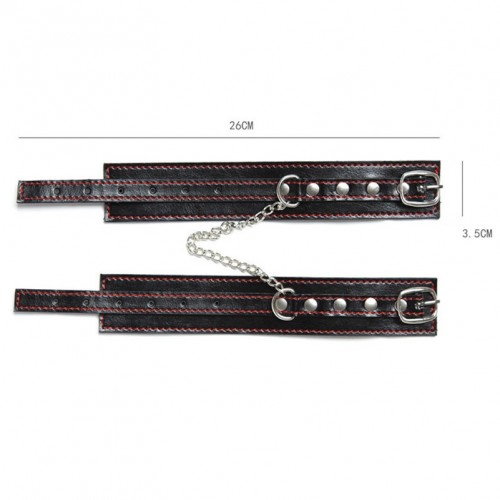 Регулируемые поножи черного цвета с красной нитью