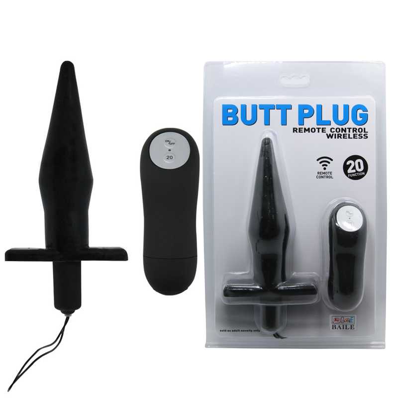 Черная анальная пробка с дистанционным пультом управления Butt Plag