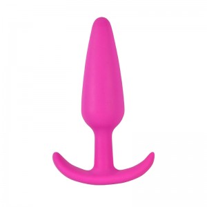 Розовая силиконовая пробка для анальной стимуляции Small (иной угол)
