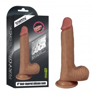 Фаллоимитатор на присоске с мошонкой 8 in Dual layered Liquid Silicone Nature Cock